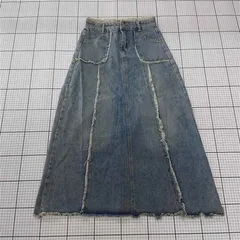 ◇ Θ 未使用 Sibra シブラ タグ付き デニム ロング フレア スカート サイズM サックスブルー系 レディース E  【1509300000257】