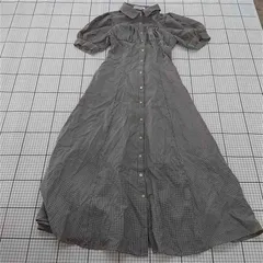 ◇ ⊂ マジェスティックレゴン チェック 半袖 ロング ワンピース サイズM ホワイト ブラック系 レディース E  【1509300000202】