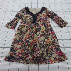 ◇ ⊂ グレースコンチネンタル 総柄 Vネック 八分袖 ミニ ワンピース サイズ36 ベージュ系 マルチ レディース E  【1509300000158】