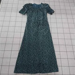 ◇ ⊂ エヌ ナチュラルビューティーベーシック 総柄 半袖 ロング ワンピース サイズM グリーン ブラウン系 レディース E  【1509300000455】