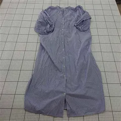 ◇ Θ コンティニュエ デ ナイスクラップ ストライプ 長袖 膝下丈 ワンピース サイズF ホワイト ブルー系 レディース E  【1509300000394】