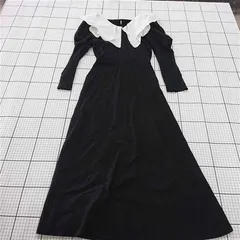 ◇ ⊆ snidel スナイデル ビッグカラー 長袖 膝下丈 ニットワンピース サイズ1 ブラック系 レディース E  【1509300000387】