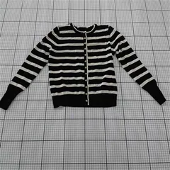 ◇ Θ ZARA ザラ ボーダー 長袖 ニット カーディガン サイズEUR S USA S MEX 26 ブラック ホワイト系 レディース E  【1509300000974】