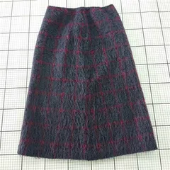 ◇ ⊆ 23区 ニジュウサンク ニット チェック 膝下丈 ナロー スカート サイズ40 ネイビー レッド系 レディース E  【1509300001544】