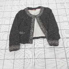 ◇ ⊆ ROPE' ロペ ツイード調 長袖 ノーカラー ジャケット サイズ7 ブラック系 レディース E  【1509300001858】