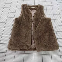◇ ⊆ Samansa Mos2 blue サマンサモスモス ブルー フェイクファー ノースリーブ ベスト サイズF ベージュ系 レディース E  【1509300001780】