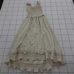 ◇ ⊂ GU ジーユー チェック シャーリング ロング キャミソールワンピース サイズM ベージュ イエロー系 レディース E  【1509300002152】