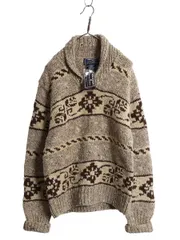 【お得なクーポン配布中!】 デッドストック 90s ★ ポロスポーツ ラルフローレン カウチン ハンドニット セーター メンズ レディース M / 手編み ウール プルオーバー