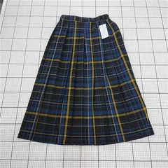 ◇ Θ 未使用 GLACIER グラシア タグ付き チェック ロング プリーツ スカート サイズLL ネイビー系 マルチ レディース E  【1509300002626】
