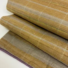 未使用品 逸品 袋帯 郡上紬 横段 長さ4m13cm お洒落 仕立て上がり 大島紬 横段に枝葉模様 - からん::アンティーク着物・リサイクル着物の