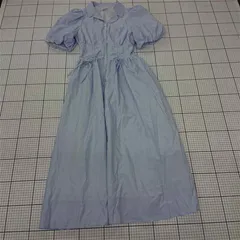 ◇ ⊂ オリーブ デ オリーブ ストライプ オープンカラー 半袖 ロング ワンピース サイズF ブルー ホワイト系 レディース E  【1509300005344】