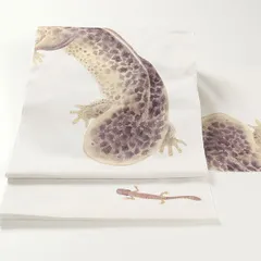 ona4591 お仕立て付き 西陣 酒井守 おしゃれ 染め 九寸 名古屋帯 井伏鱒二 山椒魚  ２～３週間で発送