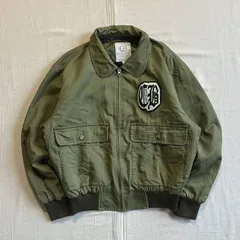 90s　CARTE BLANCHE　カルテブランシェ　中綿入り　フルジップ　襟付きアップブルゾン　短丈フライトジャケット　ワークジャケット　サガラワッペン　裏地キルティング　フラップポケット　カーキグリーン　レナウン社製　Y2K　ミリタリー　C-BOY