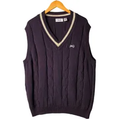 古着 IZOD Vネック ケーブル編み コットンニットベスト メンズXL相当/eaa592678
