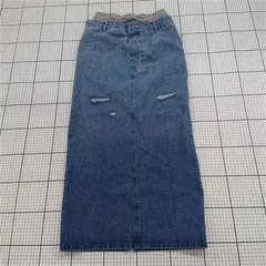 ◇ Θ URBAN RESEARCH ITEMS デニム ダメージ加工 ロング タイト スカート サイズF ブルー系 レディース E  【1509300007515】