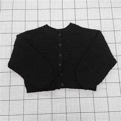 ◇ ⊇ mily bilet 2way ぽこぽこ 長袖 ニット カーディガン サイズL ブラック系 レディース E  【1509300007409】