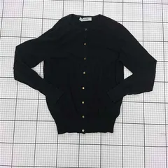 ◇ Θ nano universe ナノユニバース コットン100% 長袖 ニット カーディガン サイズ38 ブラック系 レディース E  【1509300007386】