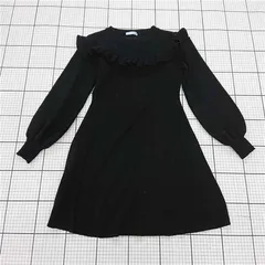 ◇ ⊇ TITTY&CO. フリル 長袖 膝丈 ワンピース サイズF ブラック系 レディース E  【1509300007751】