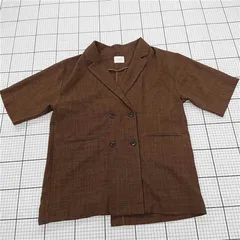 ◇ ⊂ ローリーズファーム ビッグシルエット 半袖 ダブルジャケット サイズF ブラウン系 レディース E  【1509300007874】