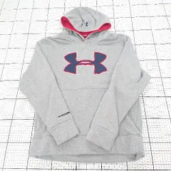 ◇ ⊇ UNDER ARMOUR アンダーアーマー ロゴデザイン 長袖 プルオーバーパーカー サイズMD グレー系 レディース E  【1509300008161】