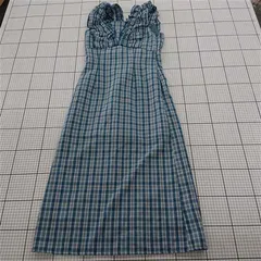 ◇ ⊂ REDYAZEL レディアゼル フリル レースアップ ノースリーブ ロング ワンピース サイズM ブルー系 レディース E  【1509300008536】