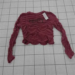 ◇ Θ未使用 WEGO ウィゴー タグ付き ショート丈 長袖 Tシャツ カットソー サイズF レッド系 レディース E  【1509300010775】