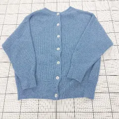 ◇ ⊇ SOCLOSE ウール混 長袖 ニット カーディガン サイズM ライトブルー系 レディース E  【1509300008765】