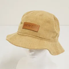 NEW ERA ニューエラ メンズ バケットハット USED超美品 コーデュロイ レザーパッチ ハット ベージュ M(M/L) ベージュ X8218