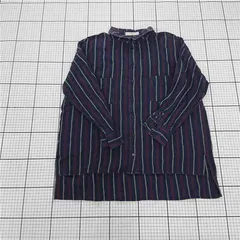 ◇ Θ Samansa Mos2 blue サマンサモスモスブルー ストライプ 長袖 シャツ ブラウス サイズF ネイビー系 レディース E  【1509300010805】