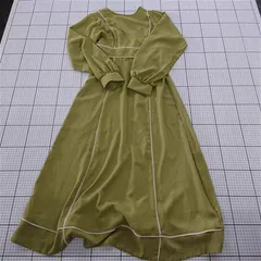 ◇ Θ VANNIE U ヴァニーユー ノーカラー 長袖 ロング ワンピース サイズF ライトグリーン系 レディース E  【1509300011338】のサムネイル