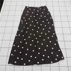 ◇ ⊂ アーバンリサーチ ドット 水玉 リネン ロング Aライン スカート サイズ38 ダークブラウン ホワイト系 レディース E  【1509300011253】