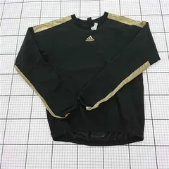 ◇ Θ adidas アディダス キッズ 子供服 長袖 Tシャツ カットソー サイズ150 ブラック ゴールド系 女の子 男の子 E  【1509300011420】