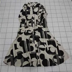 ◇ Θ オペークドットクリップ 総柄 長袖 ロング シャツワンピース サイズ40/L ライトベージュ ブラック系 レディース E  【1509300011352】