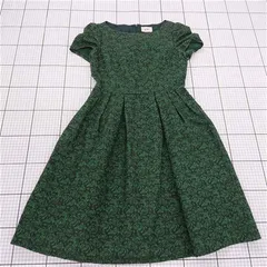 ◇ Θ ef-de エフデ 総柄 半袖 膝丈 ワンピース サイズ9 グリーン ブラック系 レディース E  【1509300011345】