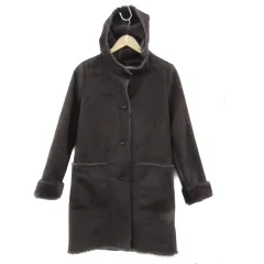 ユナイテッドアローズ A DAY IN THE LIFE UNITED ARROWS フェイクムートンコート ロング丈 フード付き 36 茶 ブラウン /YS2