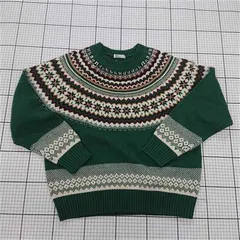 ◇ ⊆ CRAFT STANDARD BOUTIQUE 求心柄 長袖 ニット セーター サイズF グリーン系 マルチ レディース E  【1509300011918】