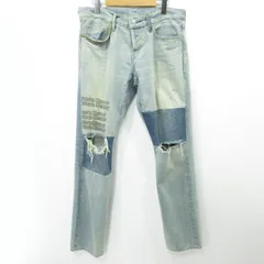 【三重本店】 中古 HYSTERIC GLAMOUR | ヒステリックグラマー ダメージ加工 ボタンフライデニムパンツ ローライズスリムストレート 02233AP07 ブルー サイズ：31 【107】