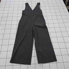 ◇ Θ UNIQLO ユニクロ シンプル Vネック ワイド サロペット サイズL ダークグレー系 レディース E  【1509300013080】