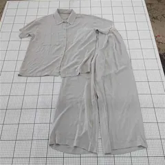◇ ⊂ La-gemme ラジェム 無地 シャツ パンツ セットアップ 上下 サイズL グレージュ系 レディース E  【1509300013042】