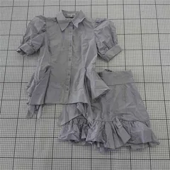 ◇ ⊂ rienda リエンダ 無地 シャツ ショートパンツ セットアップ 上下 サイズ 上F 下XS ライトグレー系 レディース E  【1509300013035】