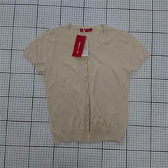 ◇ ⊂ 美品 Apuweiser-riche アプワイザー リッシェ タグ付き 半袖 ニット カーディガン サイズ2 ベージュ系 レディース E  【1509300012991】