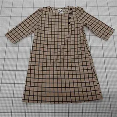 ◇ Θ 美品 BLUE OCEAN ROSE ROOM タグ付き チェック 八分袖 ミニ ワンピース サイズF ベージュ ブラック系 レディース E  【1509300012977】