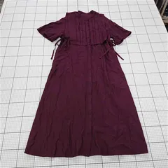 ◇ ⊂ A part by アパートバイ ピンタック レイヤード風 五分袖 ロング ワンピース サイズF バーガンディ系 レディース E  【1509300012946】