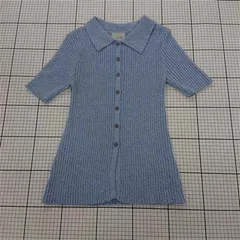 ◇ ⊂ Lian リアン リブニット 半袖 シャツ カーディガン サイズF ブルー系 レディース E  【1509300013318】