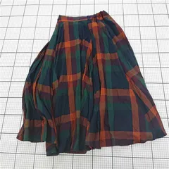 ◇ Θ AS KNOW AS PLUS アズノゥアズプラス チェック ロング フレア スカート サイズF グリーン系 マルチ レディース E  【1509300013165】