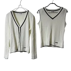 RE260【美品】HANAE MORI ハナエモリ アンサンブル カーディガン ノースリーブニット ホワイト サイズM