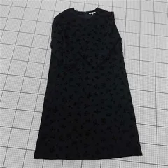 ◇ Θ GLOBAL WORK グローバルワーク 総柄 八分袖 膝丈 ワンピース サイズM ダークネイビー ブラック系 レディース E  【1509300013530】