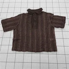 ◇ ⊂ ZARA ザラ 透かし編み 五分袖 ポロシャツ サイズEUR M USA M MEX 40 ダークブラウン系 メンズ E  【1509300013394】