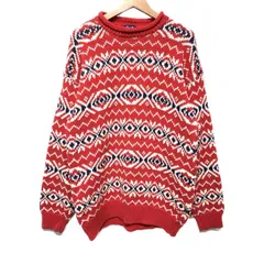 GAP OLD GAP　セーター　90s vintage　90年代　ニット　トップス　Uネック　コットン　総柄　フェアアイル柄　オーバーサイズ　古着