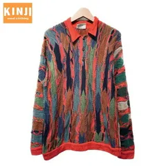 COOGI　セーター　90’s vintage　長袖　立体ニット　3Dニット　襟付き　ハーフボタン　総柄　ビッグサイズ　カラフル　オーストラリア製　古着